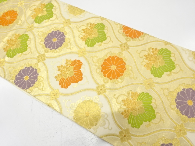 JAPANESE KIMONO / ANTIQUE FUKURO OBI / SILK / WOVEN PAULOWNIA